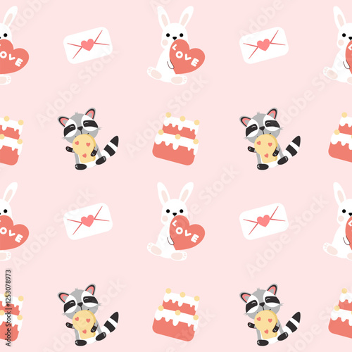 Valentines day seamless background with romantic symbols.