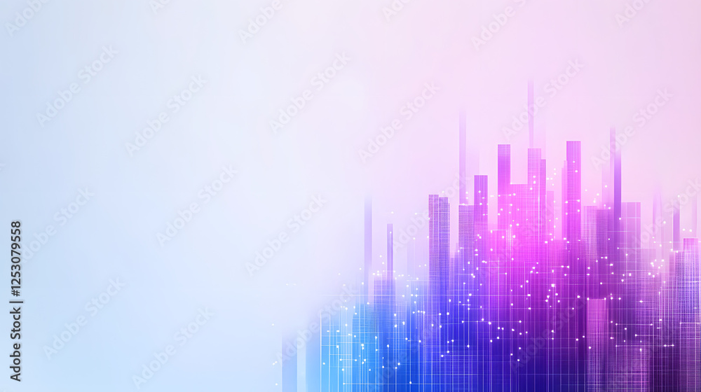 Minimalist smart city skyline with a gradient cyan-magenta hue, showcasing sleek, futuristic architecture and a harmonious blend of technology and urban space.
Minimalist smart city skyline with a gradient cyan-magenta hue, showcasing sleek, futuristic architecture and a harmonious blend of technology and urban space.
