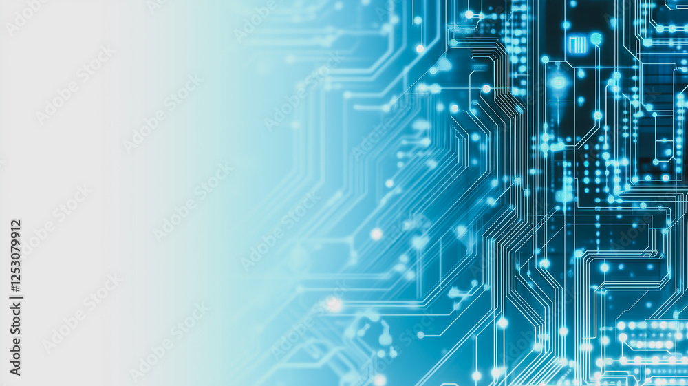 Fototapeta premium Circuitry Abstract: A vibrant, abstract illustration of a circuit board, showcasing the intricate pathways of electronic data flow.