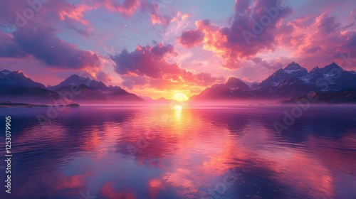 sunset over the lake