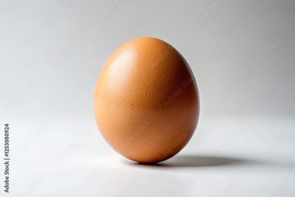 Minimalist Laying Hen: Single Brown Egg & White Background Minimalist Laying Hen: Single Brown Egg & White Background