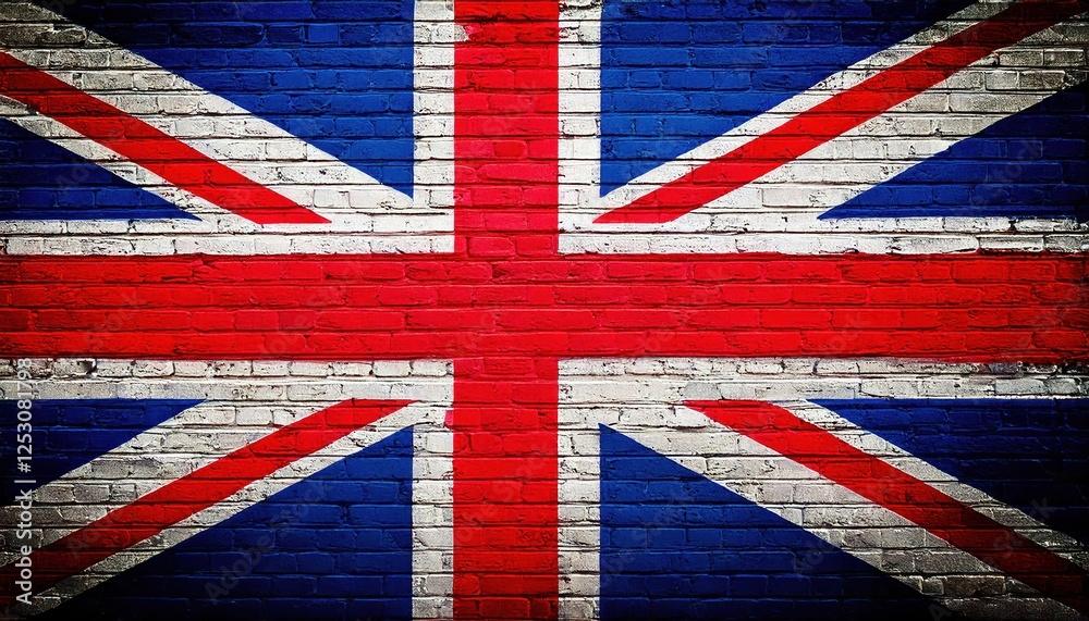 Fototapeta premium Union Jack painted on a brick wall creates a bold statement for UK pride