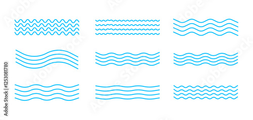 Waves line set. Wave ornament pattern. zigzag and wavy horizontal editable underline. Wave thin line background.