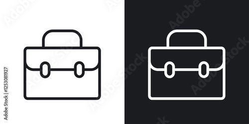 Briefcase icons in black and white liner strokes for web design.