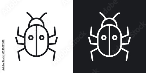 Bug icons in black and white liner strokes for web design.