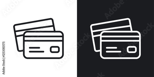 Credit card icons in black and white liner strokes for web design.