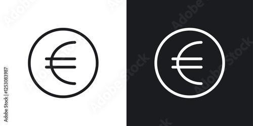 Euro icons in black and white liner strokes for web design.