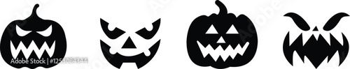 Halloween face icon set.Cute Halloween pumpkin faces.Scary Pumpkin Face SVG Bundle, Pumpkin Face Clipart.spooky jack o lantern faces, carved pumpkins, scary expressions, Halloween decoration.