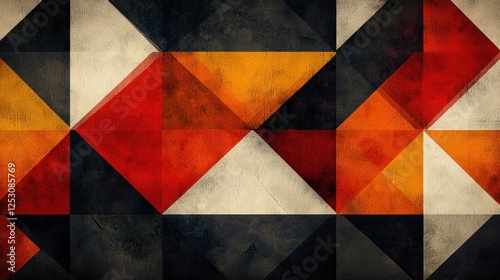 Abstract Geometric Pattern with Red, Black, and Yellow Tones