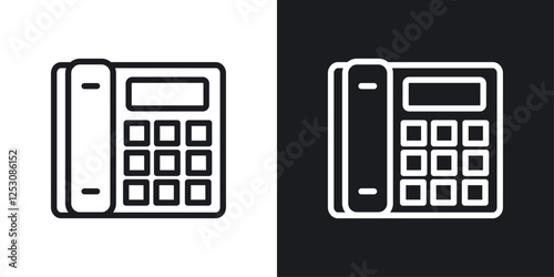 Office phone icons in black and white liner strokes for web design.