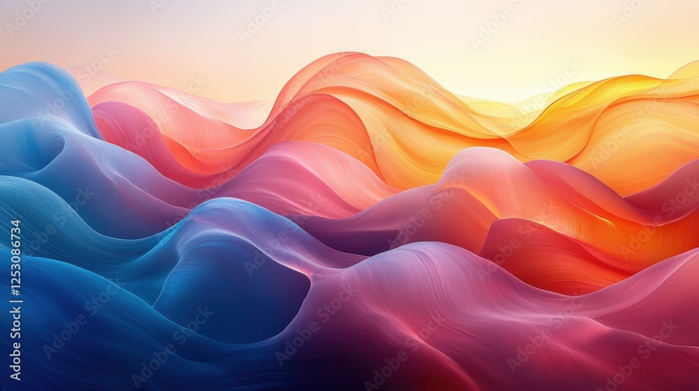 Obraz premium Vibrant Abstract Waves in Warm Colors - Contemporary Digital Art