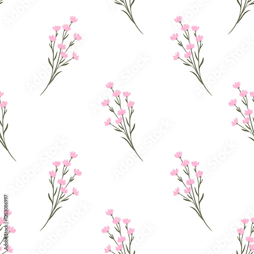 seamless floral pattern with pink flowers