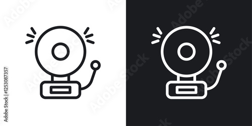 School bell icons in black and white liner strokes for web design.