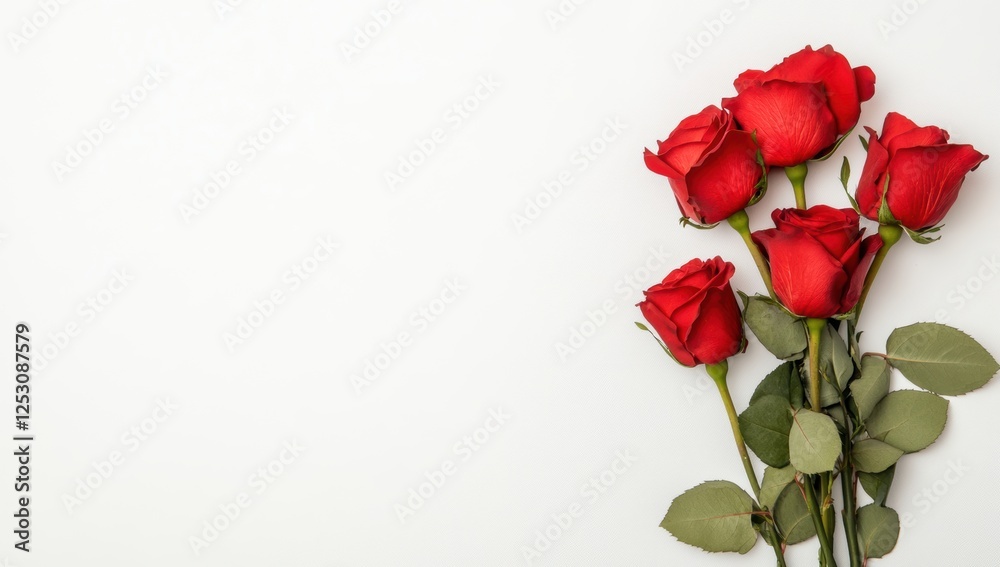 Rote Rosen auf einem weißen Hintergrund Rote Rosen auf einem weißen Hintergrund