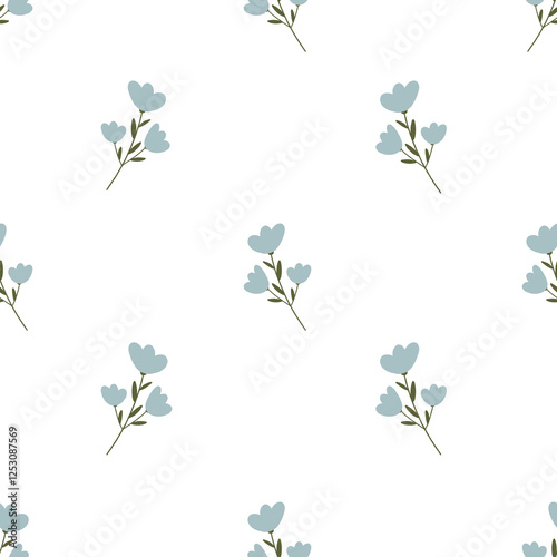 seamless floral pattern with blue flowers