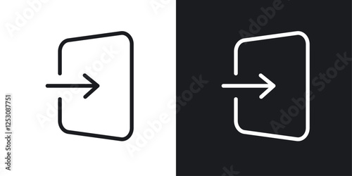 Sign out icons in black and white liner strokes for web design.