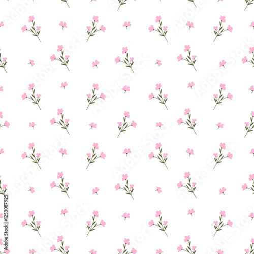 seamless pattern with pink flowers