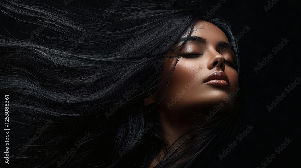 Fototapeta premium Indian woman with long and shiny hair | Indian model girl with long flowing hair