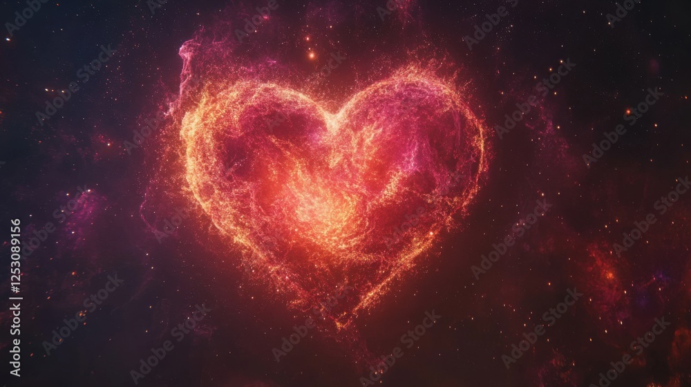 A vibrant heart-shaped nebula in space, symbolizing love and cosmic beauty. A vibrant heart-shaped nebula in space, symbolizing love and cosmic beauty.