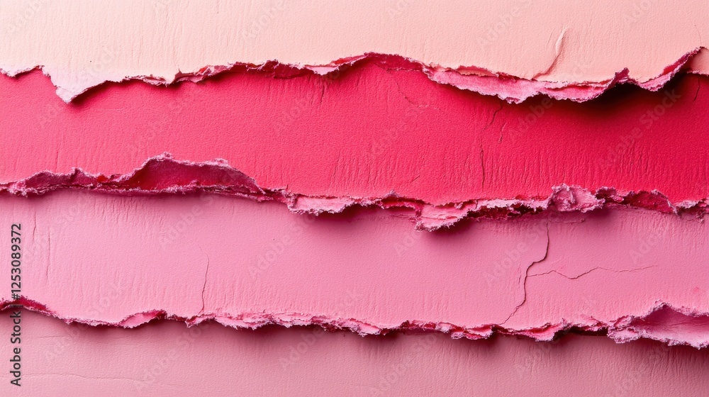 A layered composition of torn paper in various shades of pink and red. A layered composition of torn paper in various shades of pink and red.