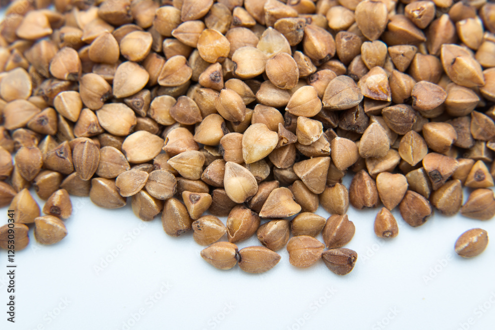 Buckwheat, dry grains, healthy food.