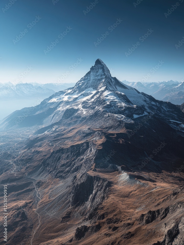 Scenic alpine landscape with Matterhorn peak Scenic alpine landscape with Matterhorn peak