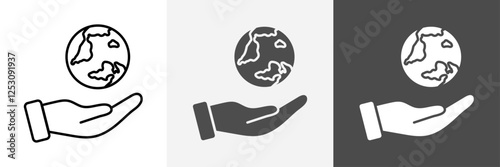 Earth globe icon set vector art