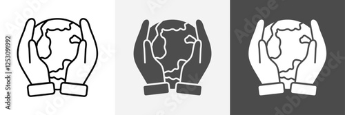 Earth globe icon set vector art
