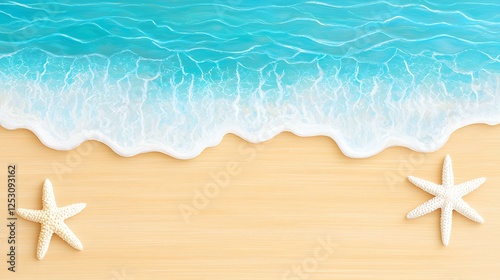 Miniature Beach Scene With Starfish And Waves