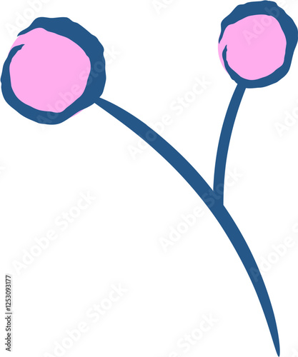 Hand-drawn twig with berries