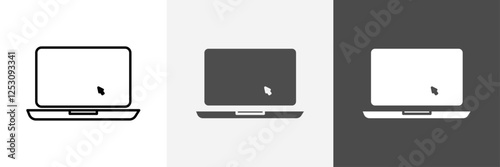 Laptop with pointer or cursor icon set vector art
