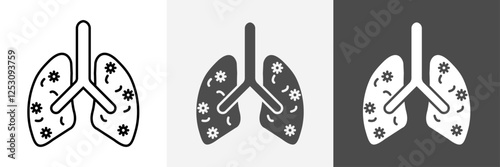Lungs with Virus icon set vector art