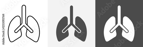 Lungs icon set vector art