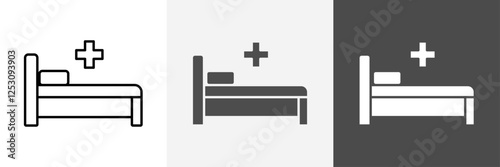 Medical Bed icon set vector art