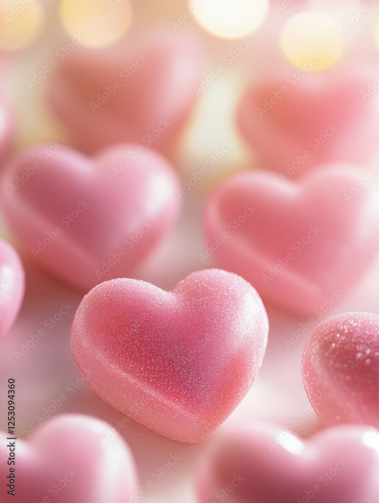 Obraz premium Pink heart-shaped candies, possibly for decoration or celebrations.