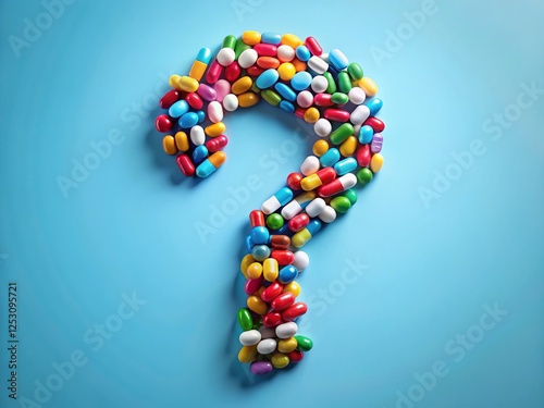 Mysterious Medical Question: Pills Arranged as a Question Mark - 3D Render
