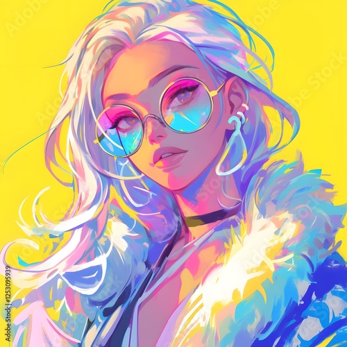 Wallpaper Mural Vibrant Digital Portrait of Stylish Modern Fashion Avatar Torontodigital.ca
