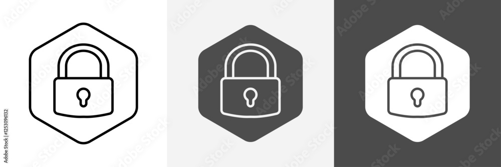 Shield with padlock icon set vector art Shield with padlock icon set vector art