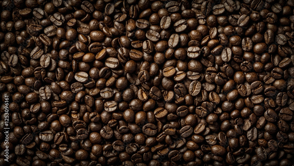 Coffee beans spread as a textured background for a café menu design. Coffee beans spread as a textured background for a café menu design.