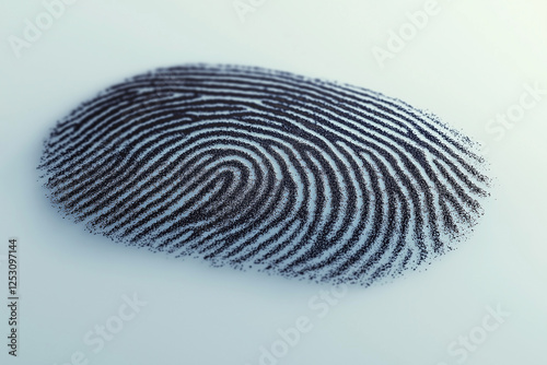A detailed black ink fingerprint on a clean white background showcasing unique ridge patterns
