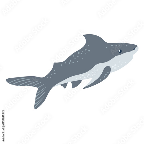 Swimming blue shark isolated on white