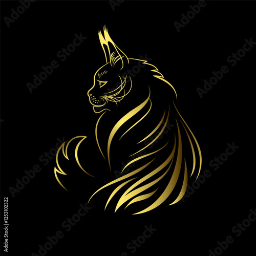Stylized Maine Coon Cat in Gold Color