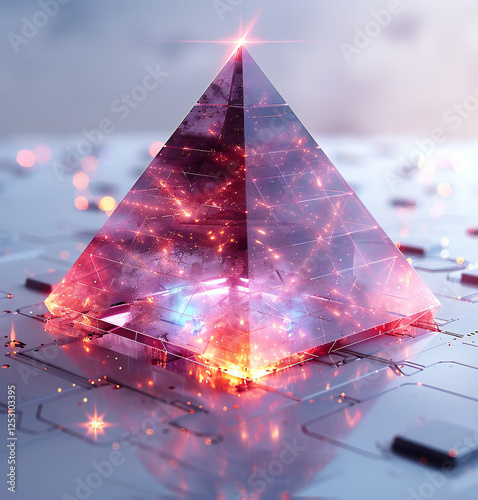 Isolated 3D Geometric Shape with Holographic Effect on Transparent Background - Vector Graphics for Visual Effects and UI Design photo