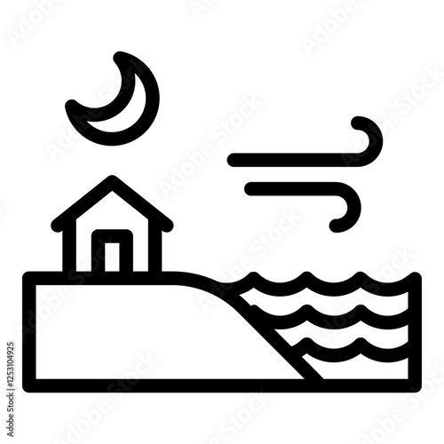 Land breeze icon. Vector line icon