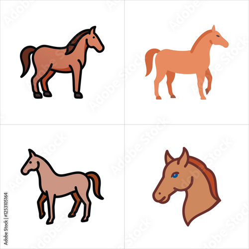 set of horse's icons set