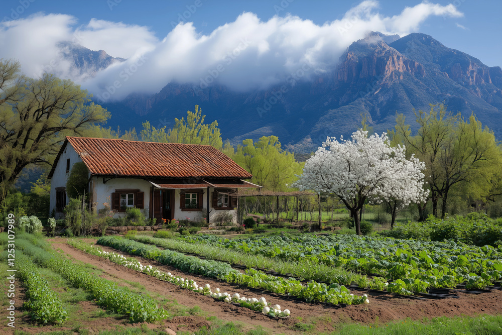 Obraz premium green vegetable garden with many vegetables