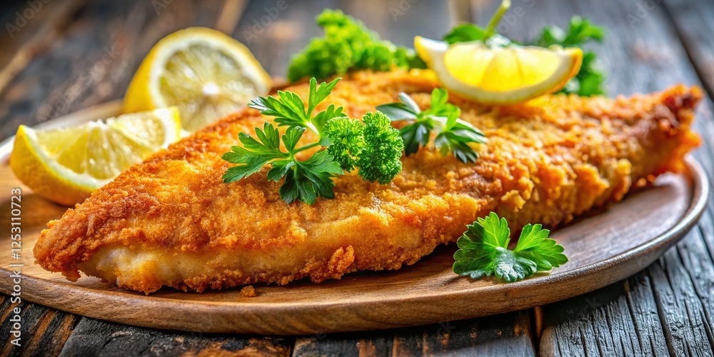 Crispy Fried Fish Fillet with Lemon Wedge - Delicious Seafood Dish Crispy Fried Fish Fillet with Lemon Wedge - Delicious Seafood Dish
