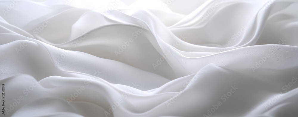 Fototapeta premium White Fabric Drape, Elegant Texture, Close-up, Fashion Use