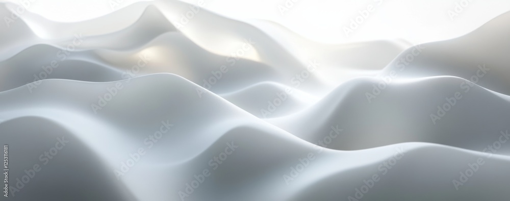 Abstract White Fabric Waves, Soft Light, Seamless Texture