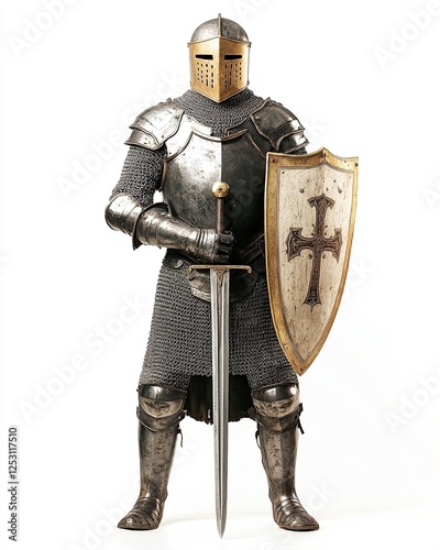 Medieval knight armor on a transparent background